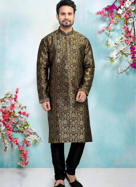 Black Colour New Latest Designer  Party And Function Wear Traditional Jaquard Silk Brocade Kurta Pajama Redymade Collection 1031-8363